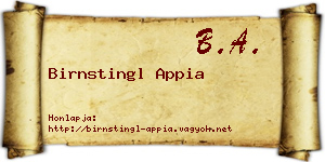 Birnstingl Appia névjegykártya